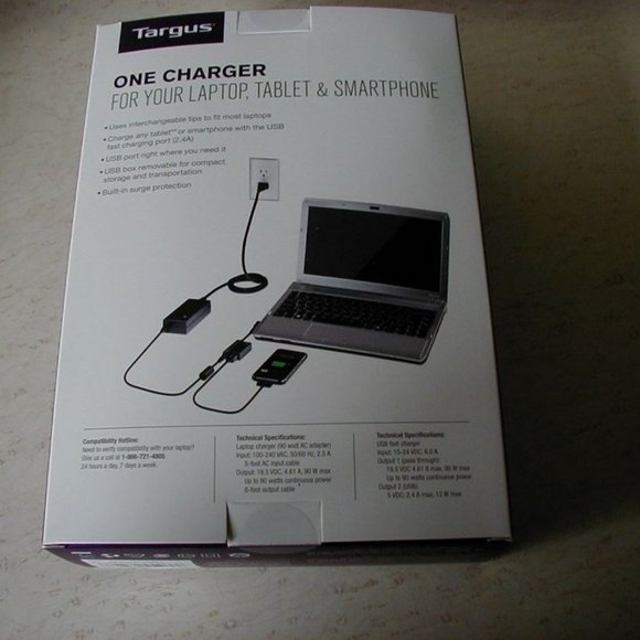 Targus Universal Laptop Charger USB Tablet Smartphone Charger - Picture 4 of 6